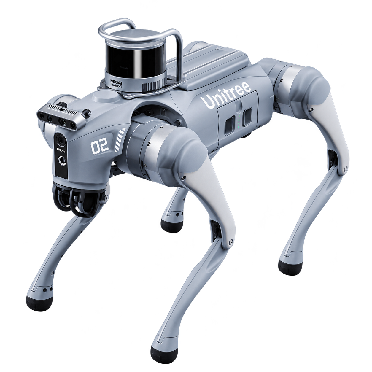 Unitree Go2 EDU with external Hesai XT16 LiDAR and front depth camera